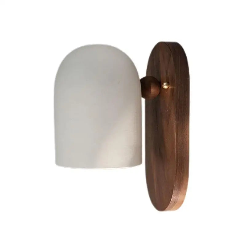 Wabi-Sabi Walnut Wood Wall Sconce with Iron Details