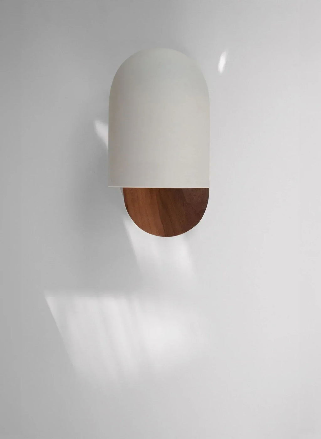 Wabi-Sabi Walnut Wood Wall Sconce with Iron Details