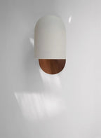 Wabi-Sabi Walnut Wood Wall Sconce with Iron Details