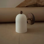 Wabi-Sabi Walnut Wood Wall Sconce with Iron Details