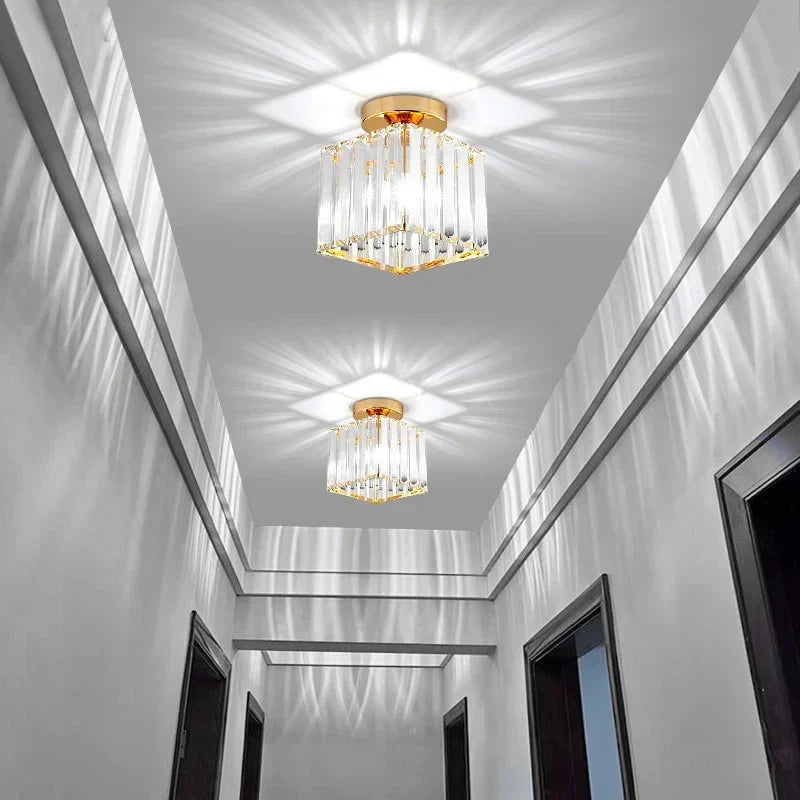 Glam Crystal Flush Mount Ceiling Light – Round or Square