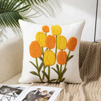 Embroidered Floral Throw Pillow Cover – 18" x 18"