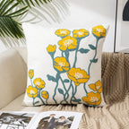 Embroidered Floral Throw Pillow Cover – 18" x 18"