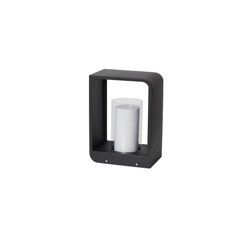Rectangular Solar Outdoor Lantern with Frosted Glass – Black