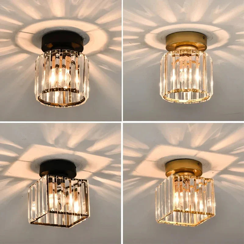 Glam crystal flush mount ceiling light