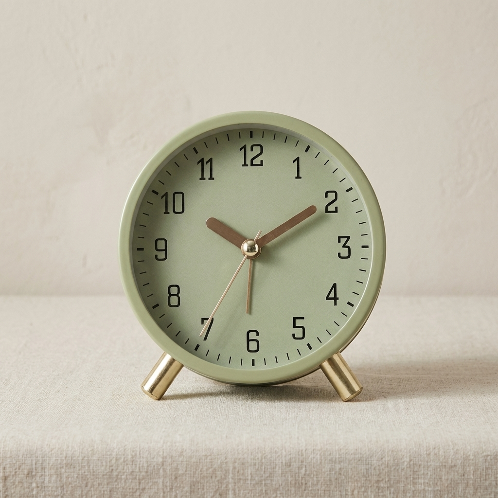 Silent Analog Desk Clock with Modern Numbered Dial