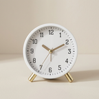 Silent Analog Desk Clock with Modern Numbered Dial