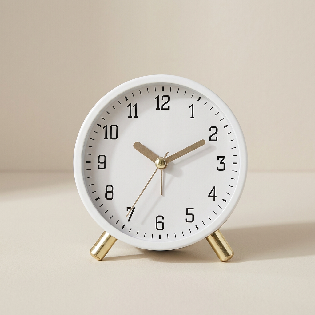 Silent Analog Desk Clock with Modern Numbered Dial