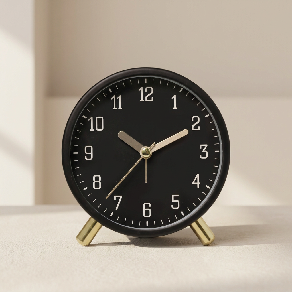 Silent Analog Desk Clock with Modern Numbered Dial