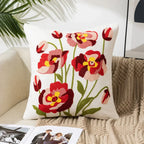 Embroidered Floral Throw Pillow Cover – 18" x 18"