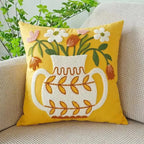 Embroidered Floral Throw Pillow Cover – 18" x 18"