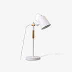 Modern LED Desk Lamp with Scandinavian Wood Accent – White