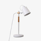 Modern LED Desk Lamp with Scandinavian Wood Accent – White