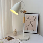 Modern LED Desk Lamp with Scandinavian Wood Accent – White