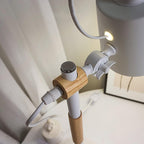 Modern LED Desk Lamp with Scandinavian Wood Accent – White