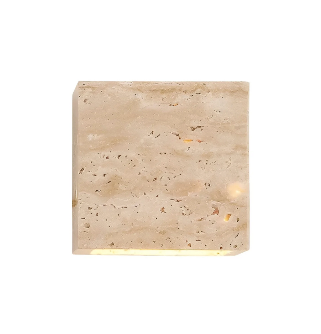 Natural Travertine Cube Wall Sconce – Square or Rectangle