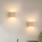 Natural Travertine Cube Wall Sconce – Square or Rectangle