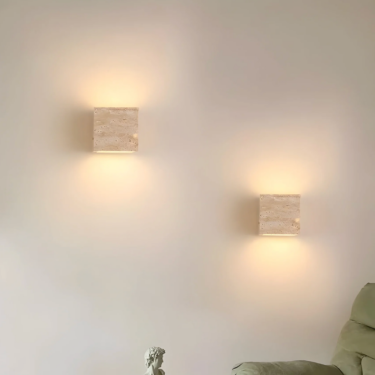 Natural Travertine Cube Wall Sconce – Square or Rectangle