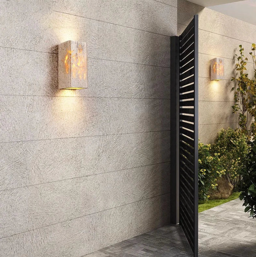 Natural Travertine Cube Wall Sconce – Square or Rectangle