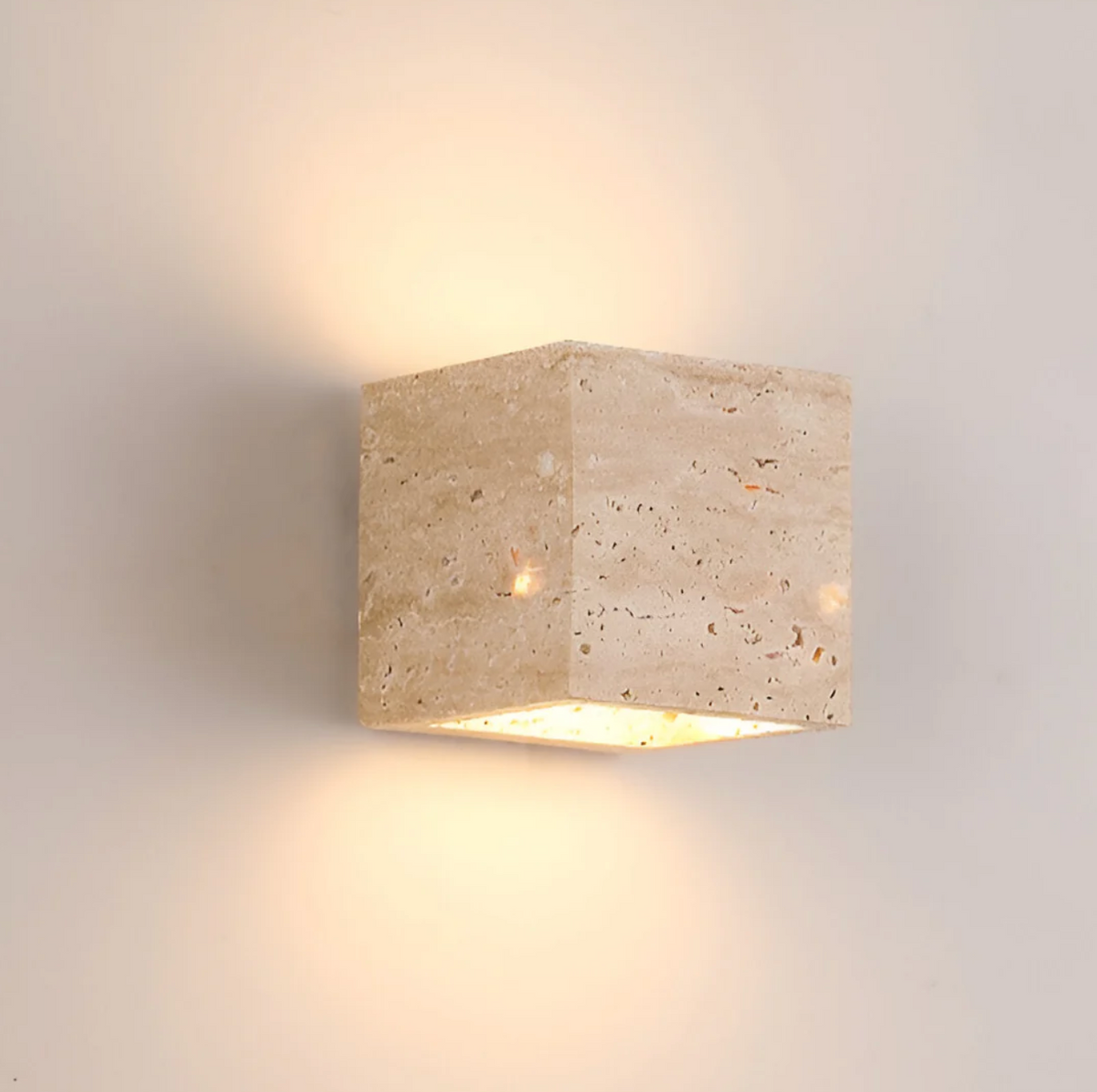 Natural Travertine Cube Wall Sconce – Square or Rectangle