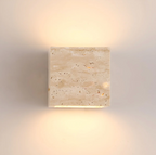 Natural Travertine Cube Wall Sconce – Square or Rectangle