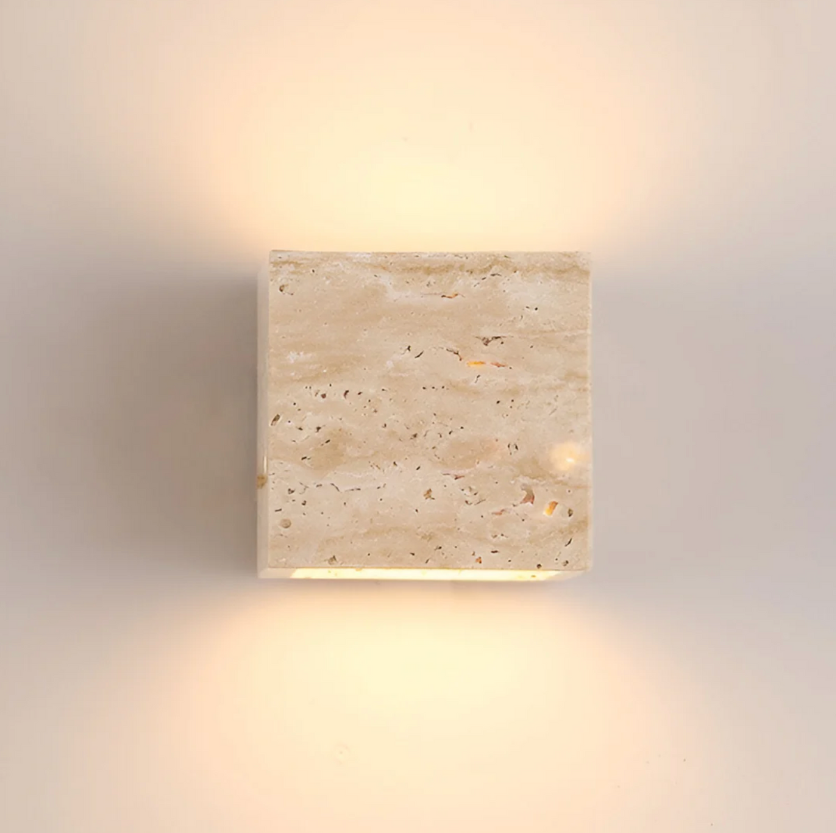 Natural Travertine Cube Wall Sconce – Square or Rectangle