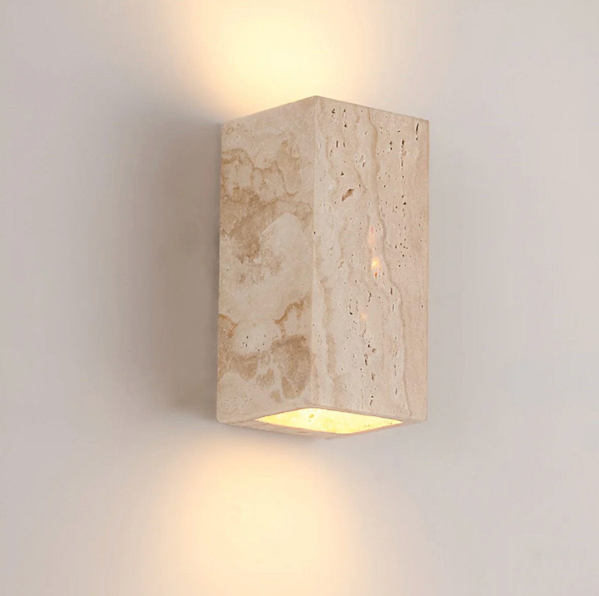 Natural Travertine Cube Wall Sconce – Square or Rectangle