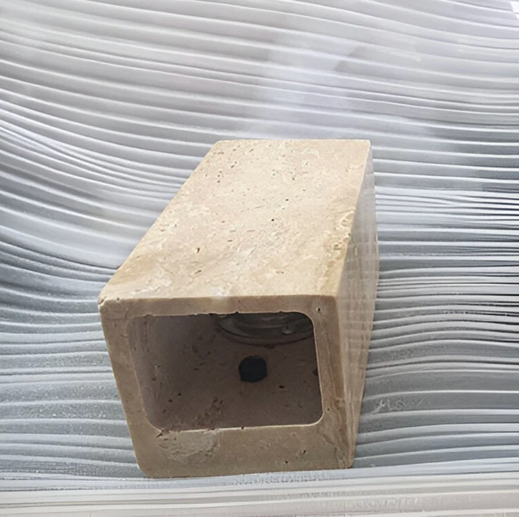 Natural Travertine Cube Wall Sconce – Square or Rectangle