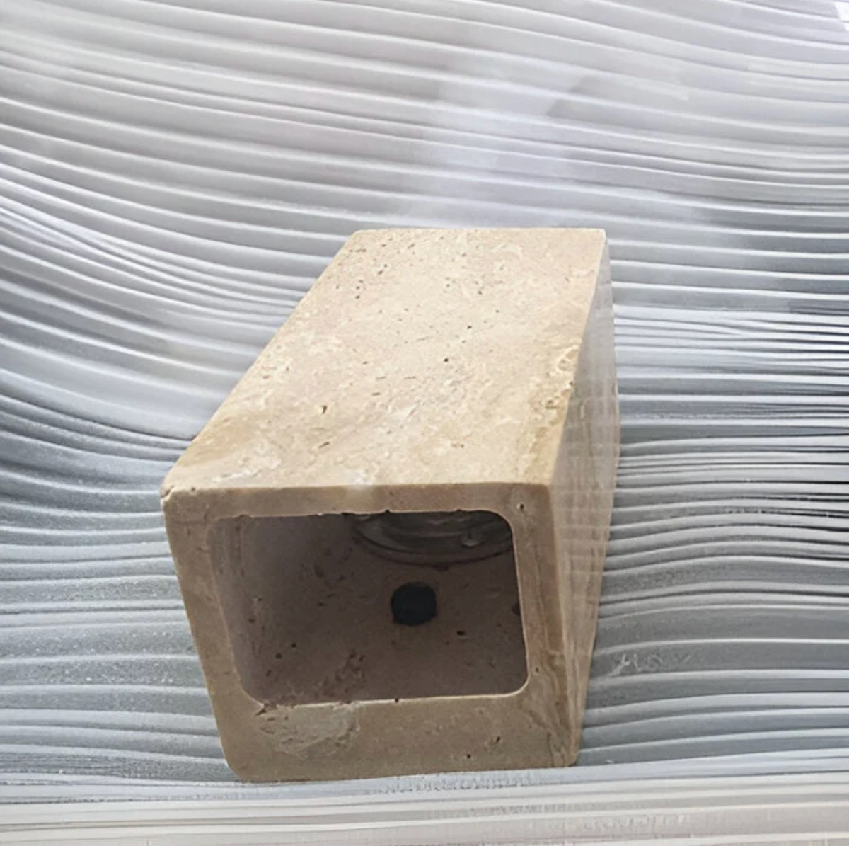 Natural Travertine Cube Wall Sconce – Square or Rectangle