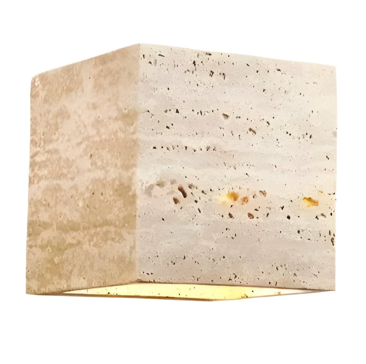 Natural Travertine Cube Wall Sconce – Square or Rectangle