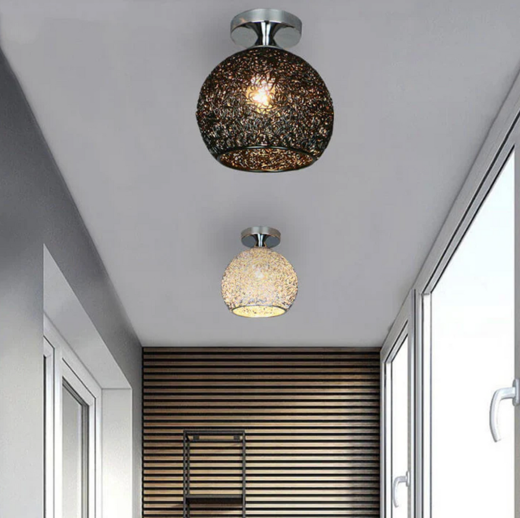 Woven Metal Globe Flush Mount Ceiling Light – 9 Colors