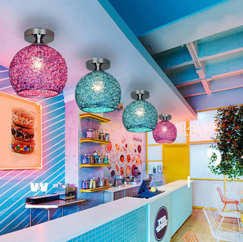 Woven metal globe ceiling light