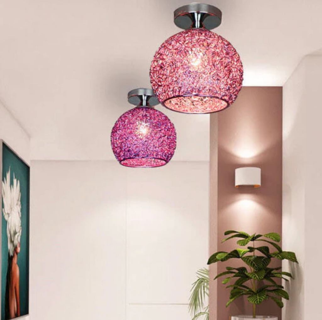 Woven Metal Globe Flush Mount Ceiling Light – 9 Colors
