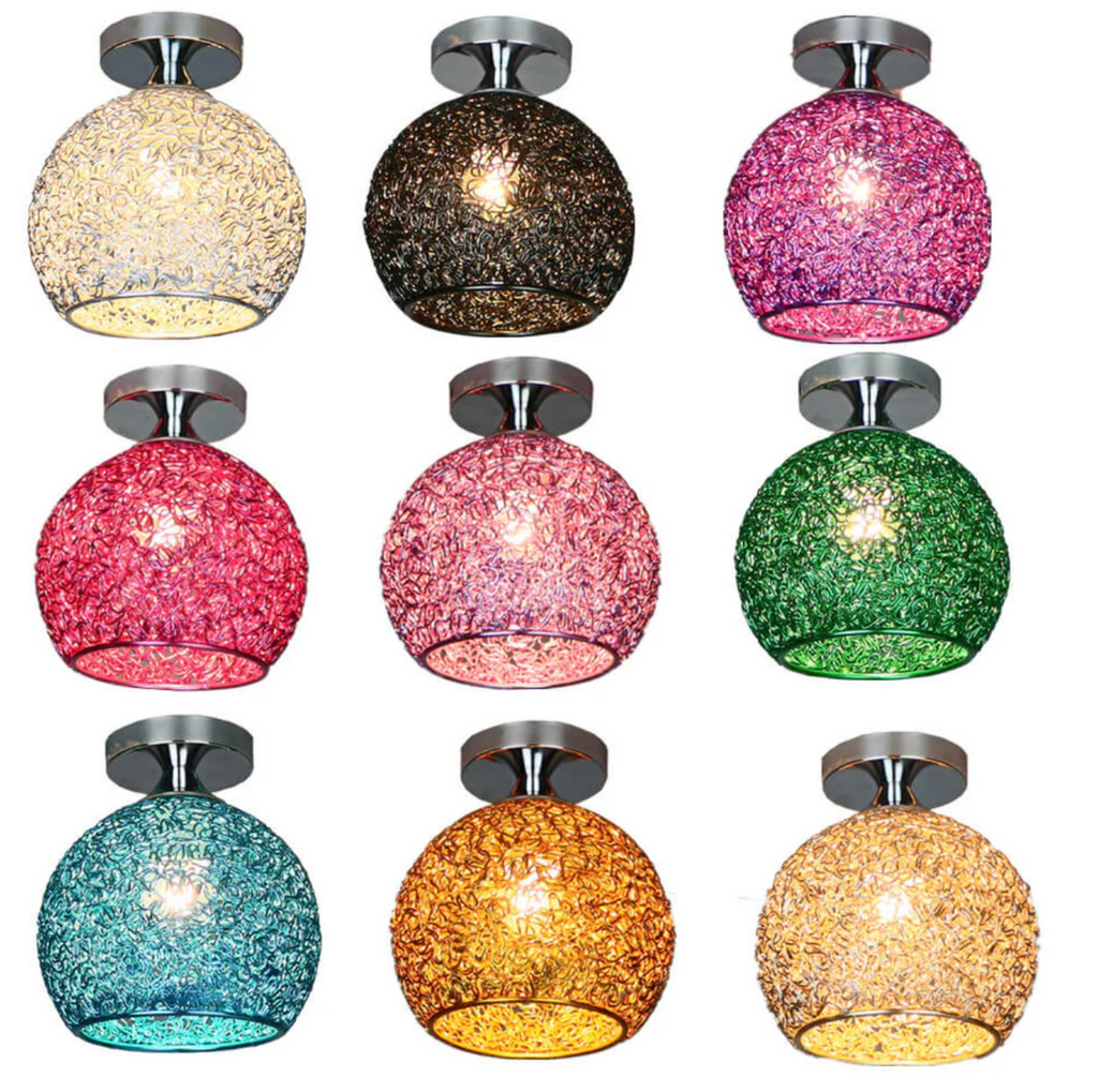Woven Metal Globe Flush Mount Ceiling Light – 9 Colors