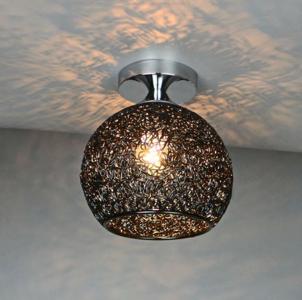 Woven Metal Globe Flush Mount Ceiling Light – 9 Colors