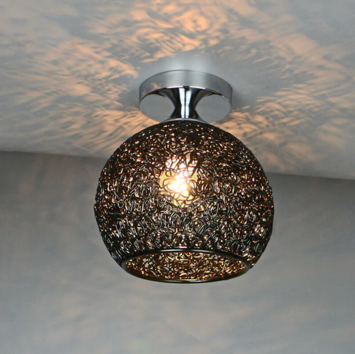Woven Metal Globe Flush Mount Ceiling Light – 9 Colors