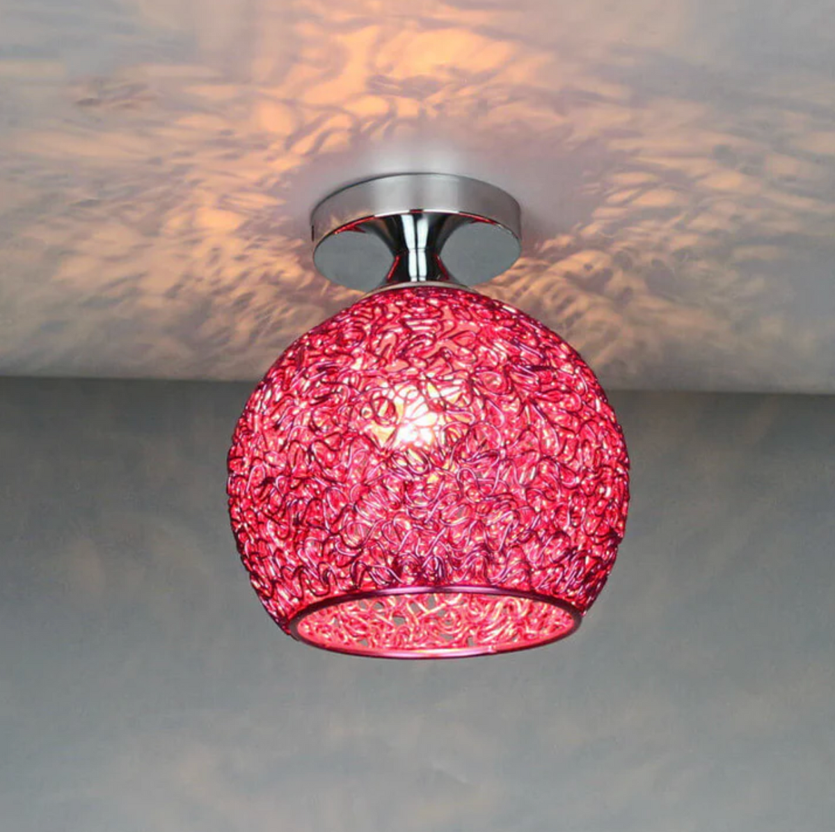 Woven Metal Globe Flush Mount Ceiling Light – 9 Colors