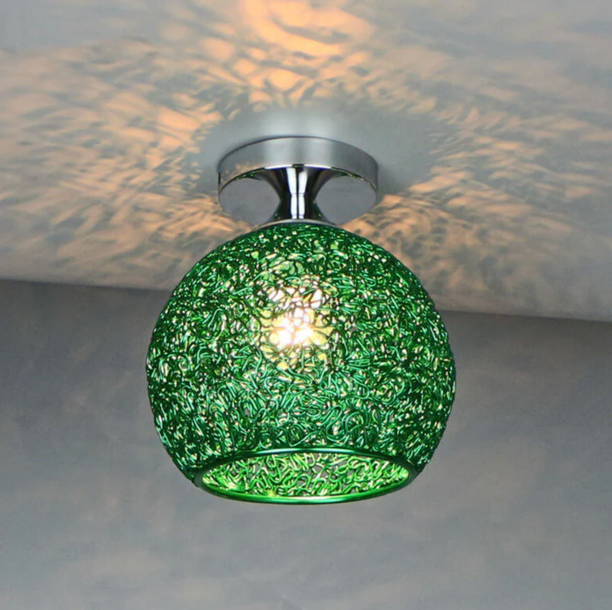 Woven Metal Globe Flush Mount Ceiling Light – 9 Colors