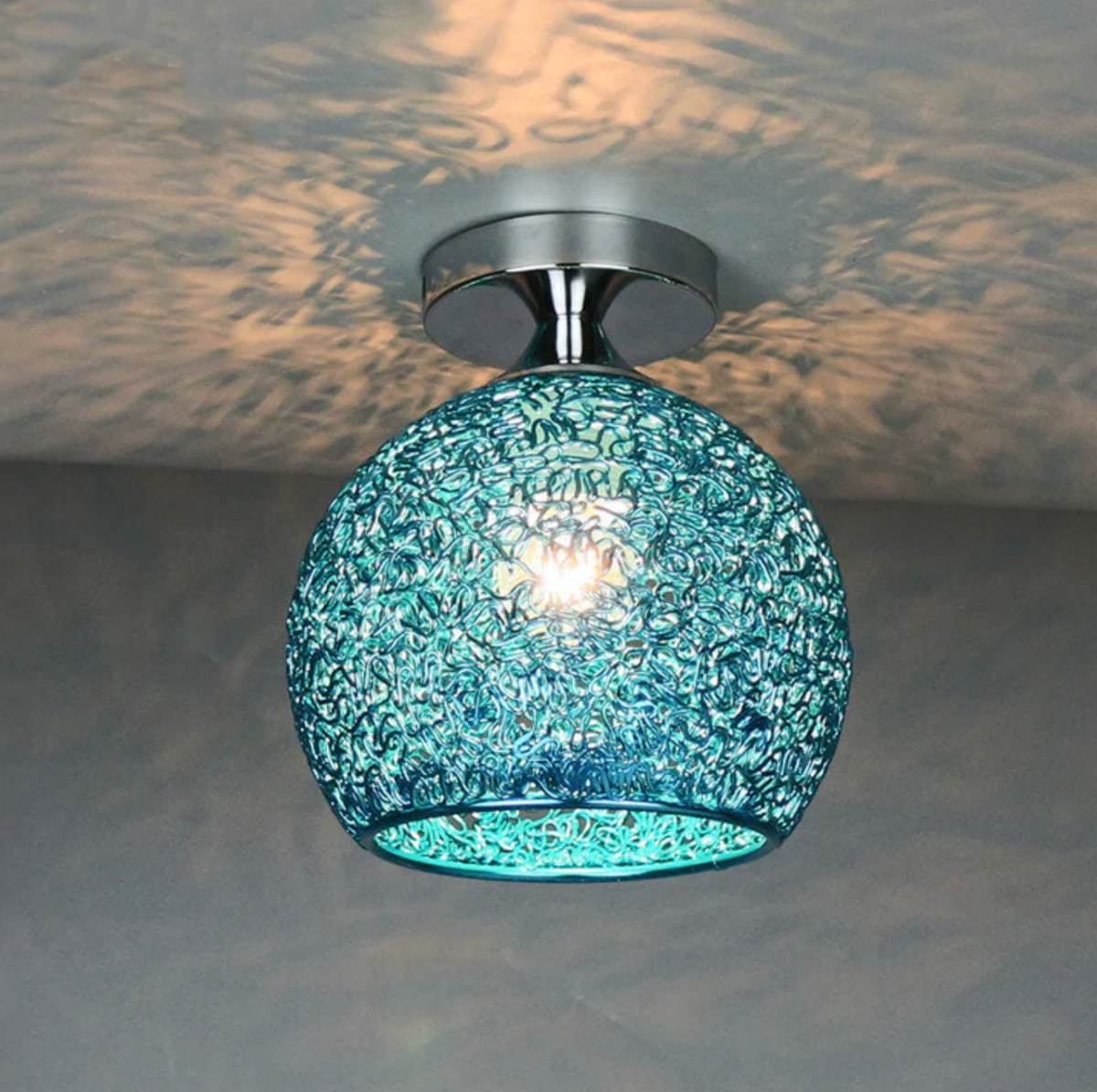Woven Metal Globe Flush Mount Ceiling Light – 9 Colors