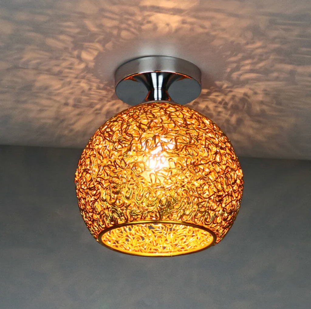 Woven Metal Globe Flush Mount Ceiling Light – 9 Colors