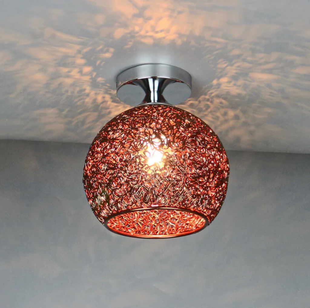 Woven Metal Globe Flush Mount Ceiling Light – 9 Colors