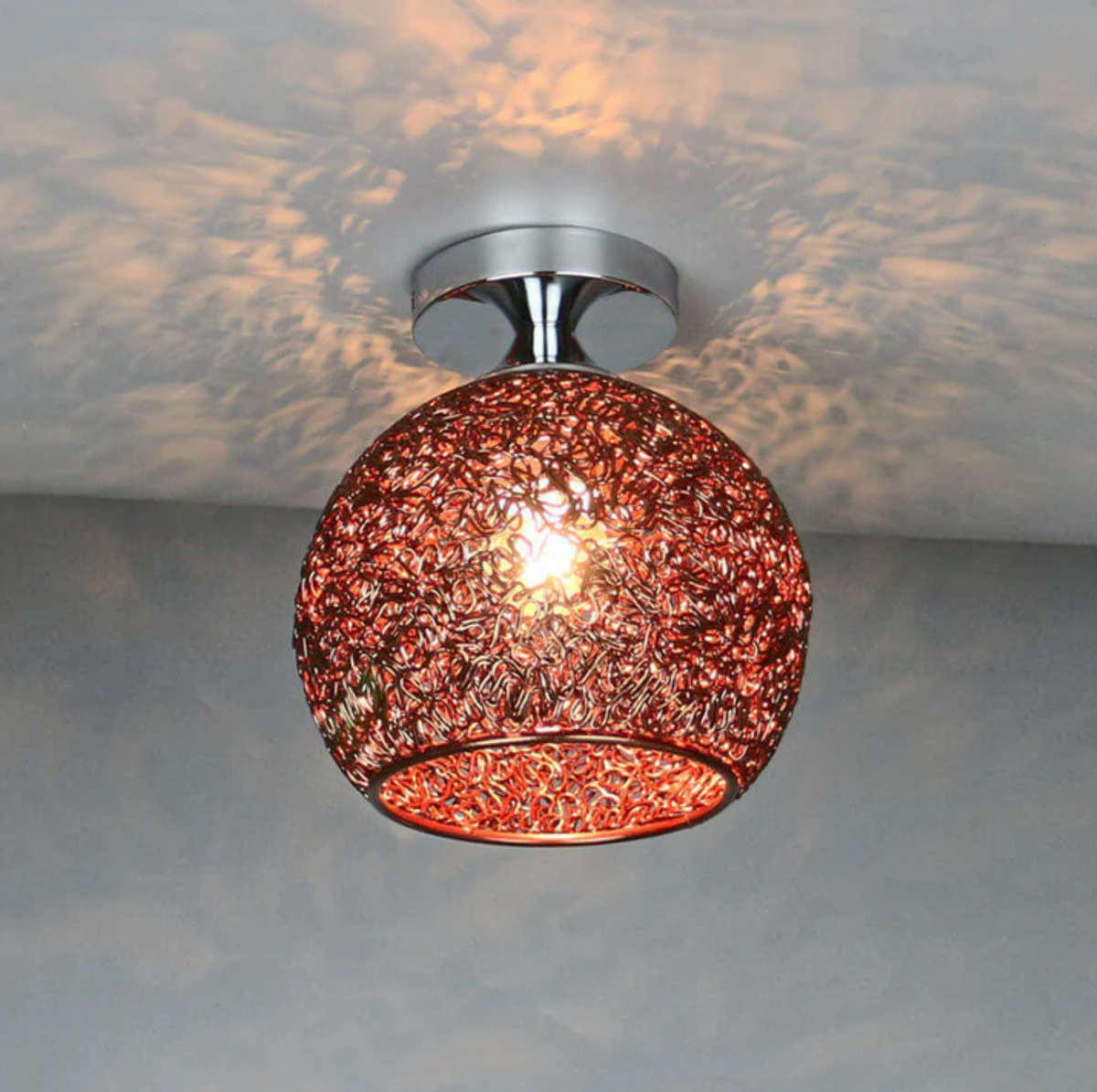 Woven Metal Globe Flush Mount Ceiling Light – 9 Colors