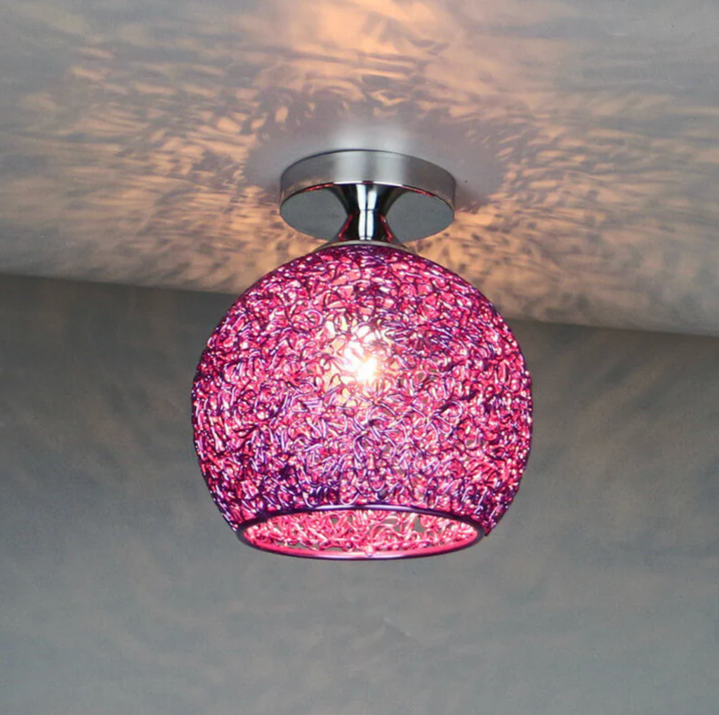 Woven Metal Globe Flush Mount Ceiling Light – 9 Colors