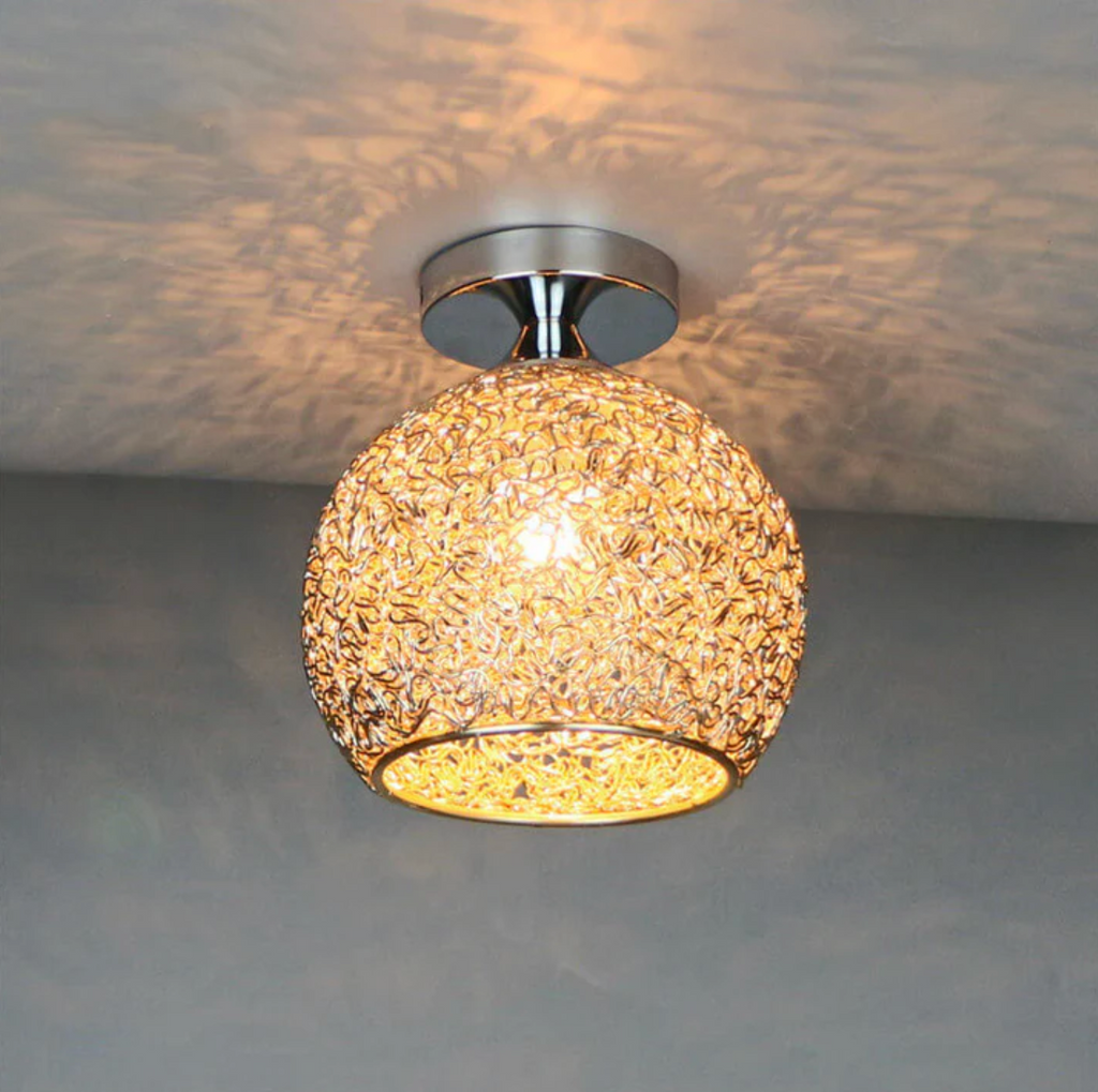 Woven Metal Globe Flush Mount Ceiling Light – 9 Colors