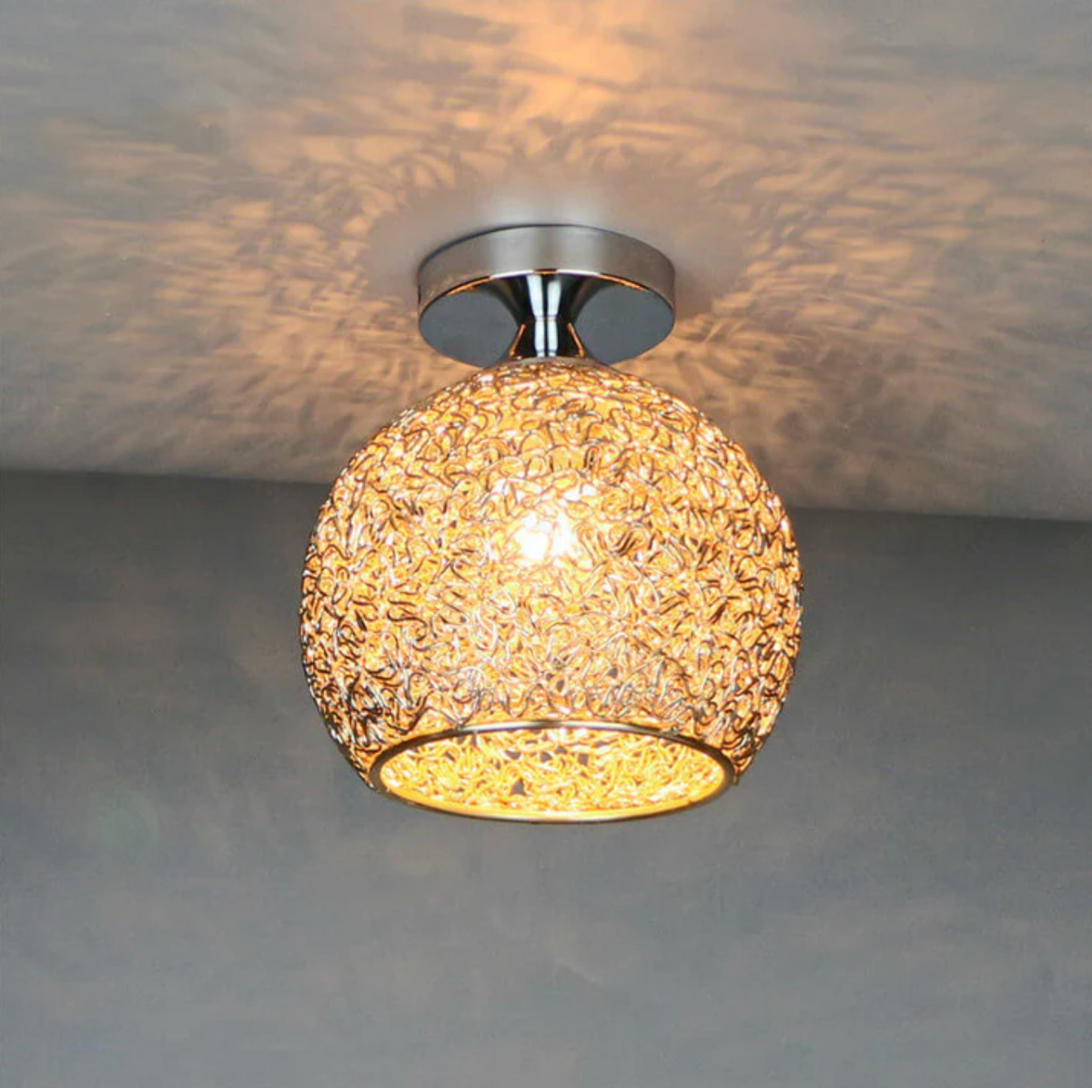 Woven Metal Globe Flush Mount Ceiling Light – 9 Colors