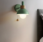 Pull-Chain Wall Sconce with Wooden Accent – 4 Colors