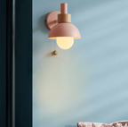 Pull-Chain Wall Sconce with Wooden Accent – 4 Colors