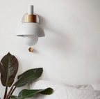 Pull-Chain Wall Sconce with Wooden Accent – 4 Colors