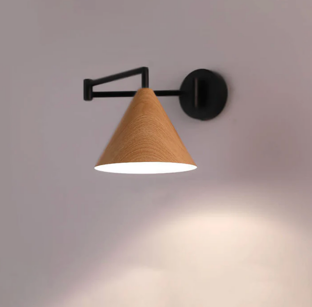 Scandinavian Wooden Cone Wall Sconce