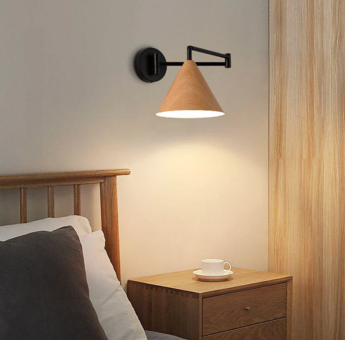 Scandinavian Wooden Cone Wall Sconce